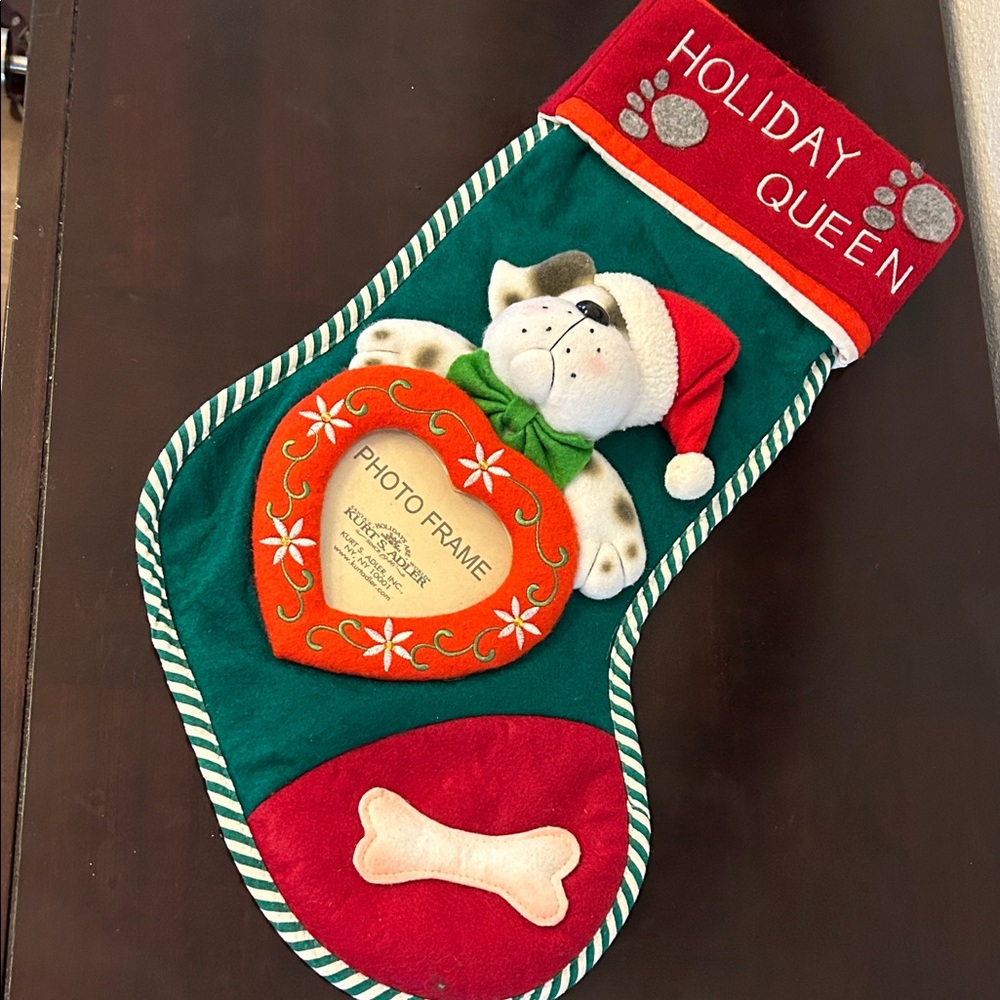 NWOT Kurt Adler 3-D pet-themed Christmas stocking with a photo frame